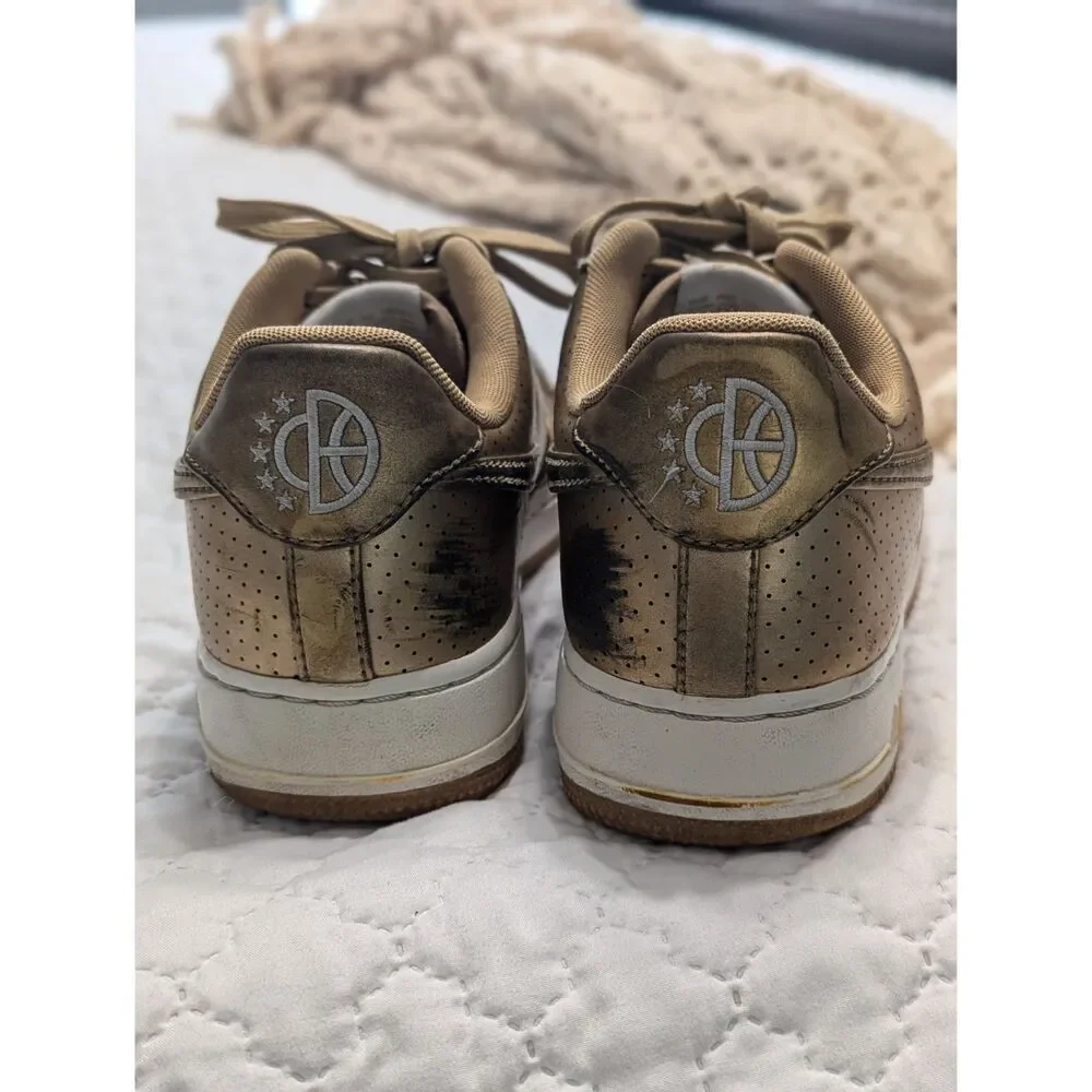 ✨ Nike Air Force 1 Low 07 LV8 Metallic Gold Mens Size 8 Sneakers Streetwear